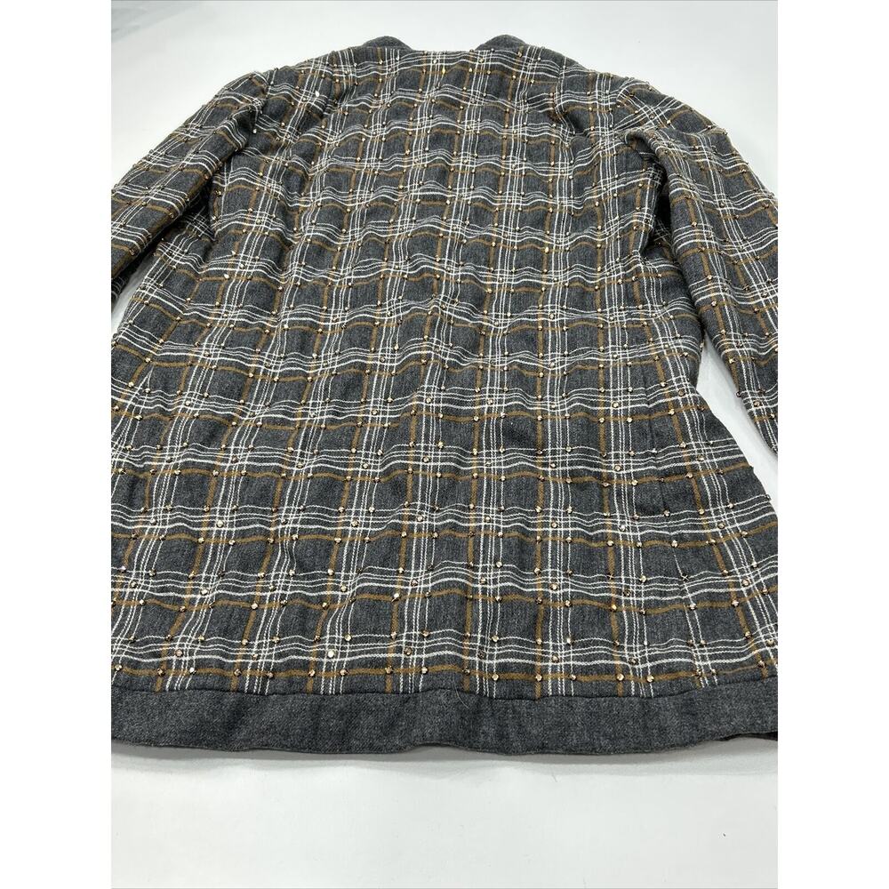 Vintage Elinor Simmons Malcolm Starr Womens Size 14 Gray Sequin Coat Lagenlook - Picture 12 of 13